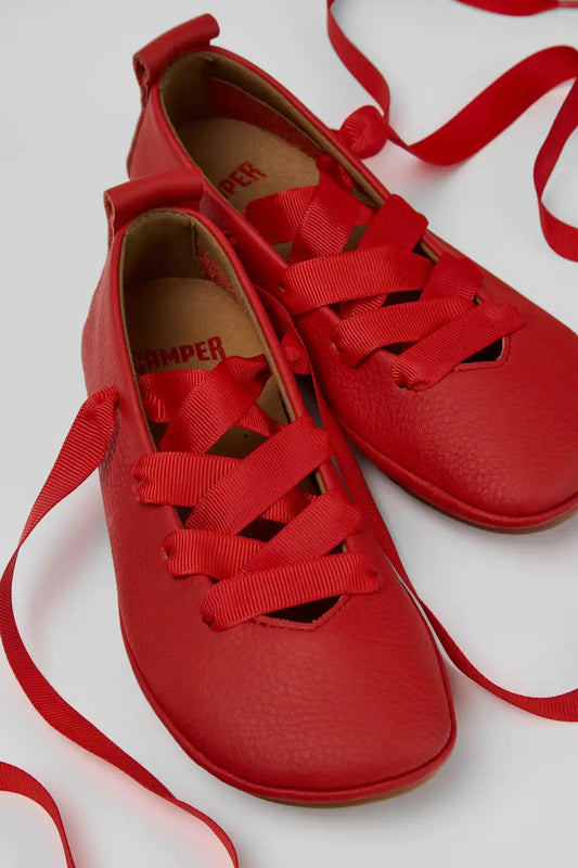 Right Red Leather Ballerinas for kids.
