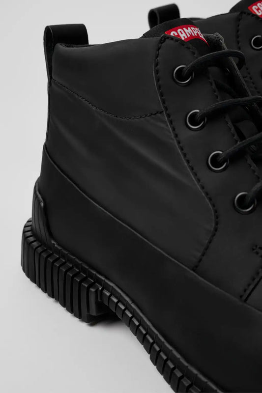Pix Black recycled leather lace-up boots for men