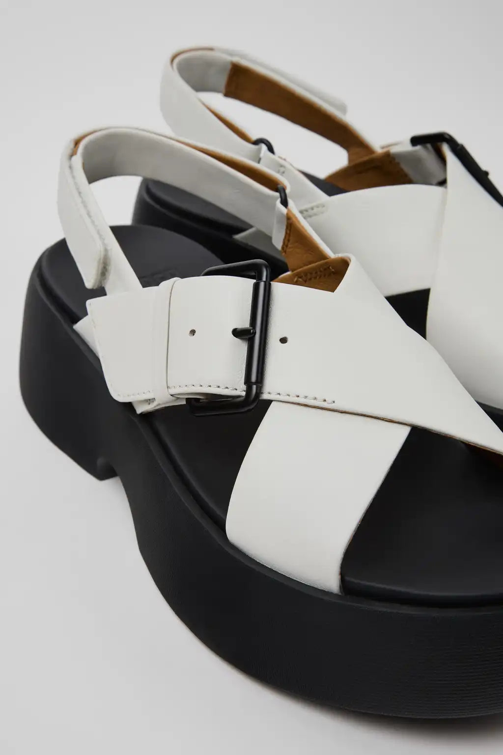 Tasha Black Leather Sandals for Women.