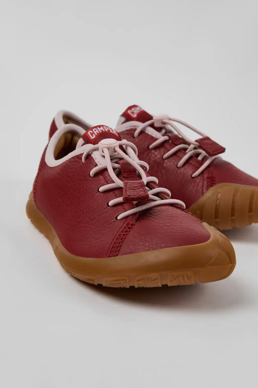 Peu Path Burgundy Leather Sneakers for Children.