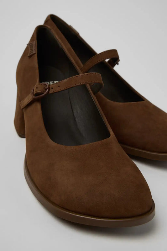 Kora Brown Nubuck Ballerinas for Women.