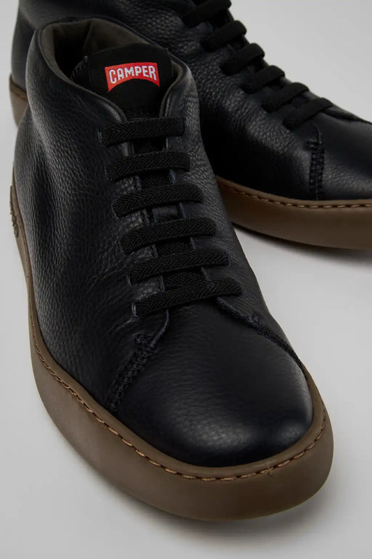Peu Touring Black Leather Sneakers for Men.