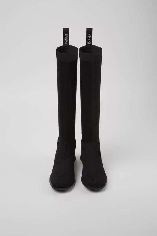 Kiara TENCEL® Black textile high-boot for women