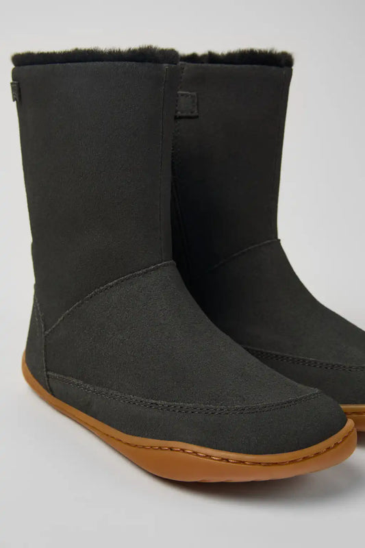 Peu Grey nubuck and leather boots for kids