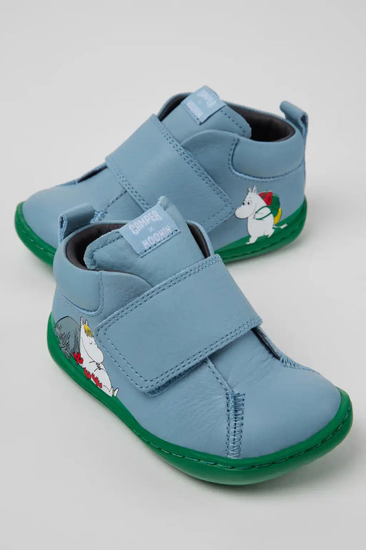 Camper x Moomin Multicolor Leather Ankle Boots for Children.