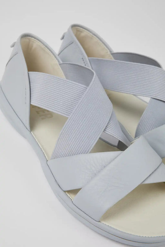 Right Gray Leather Cross-strap Sandal for Women