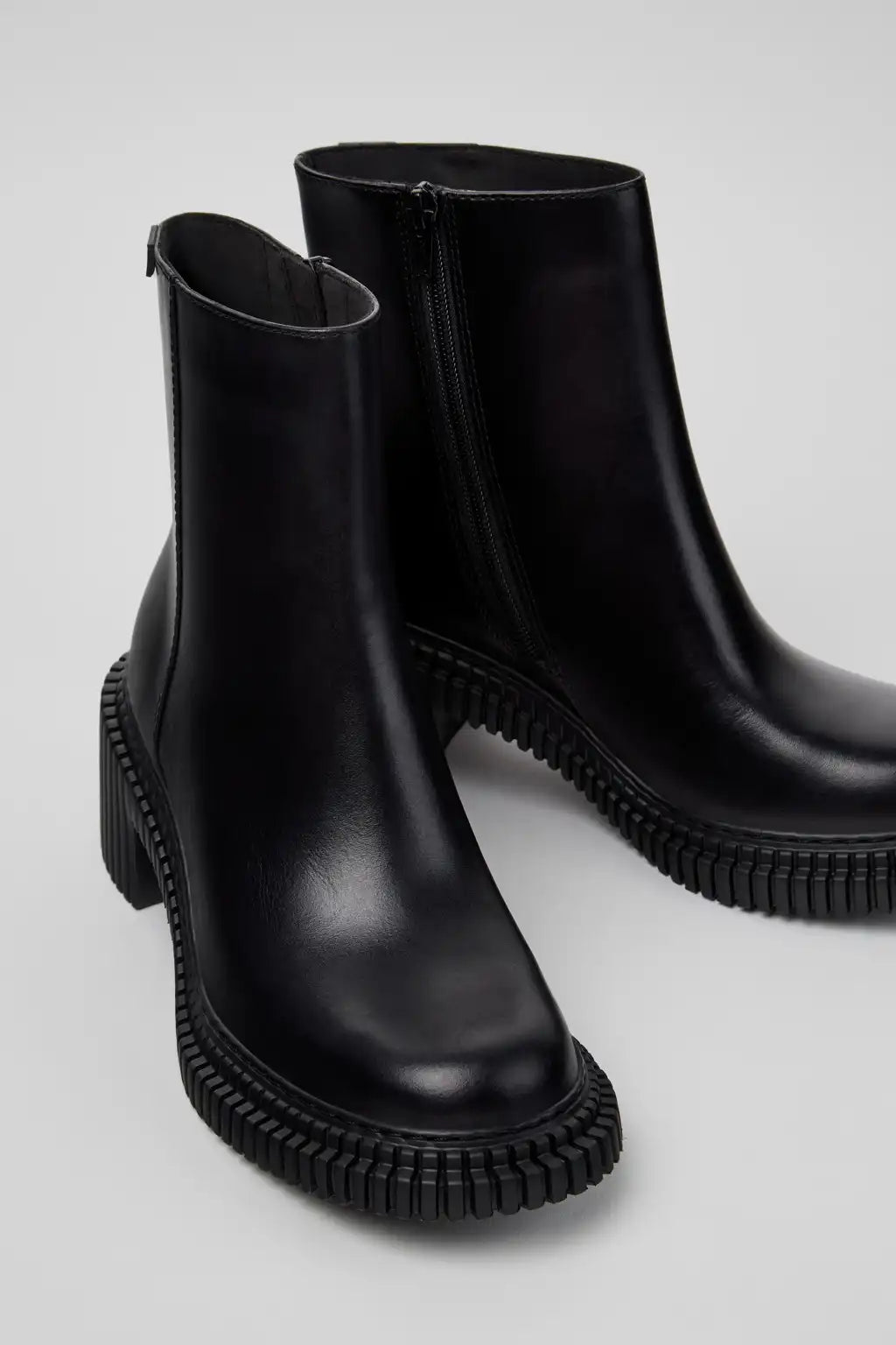 Pix London Black Leather Ankle Boots for Women.