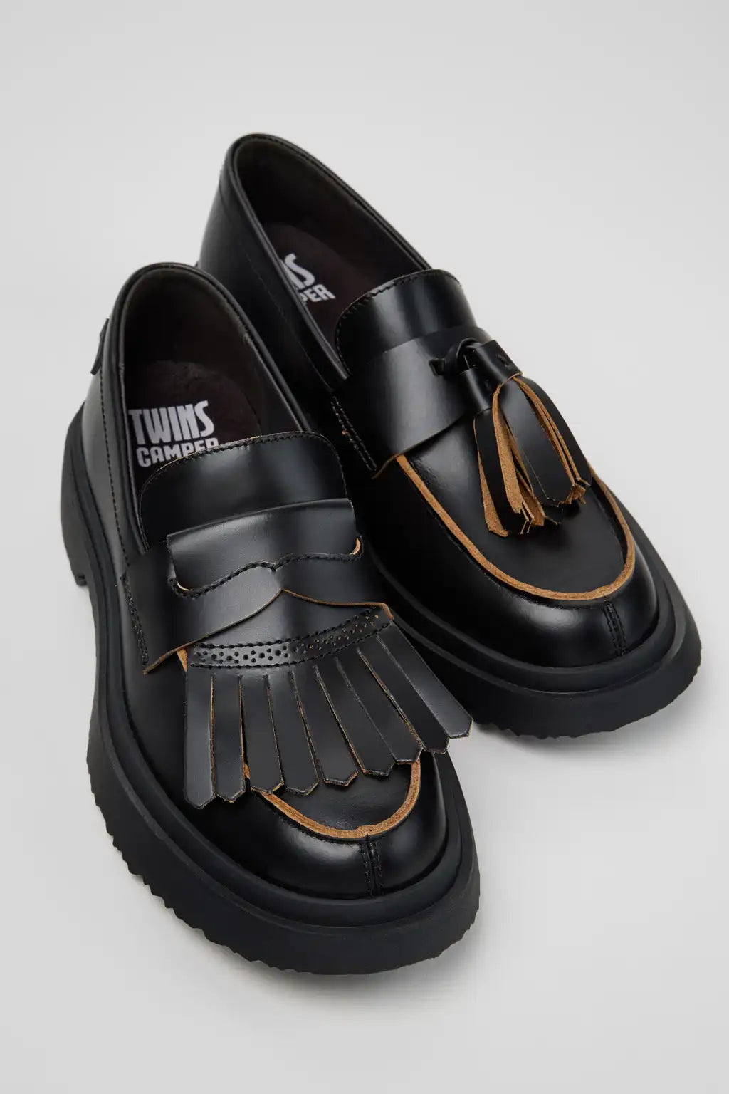 Twins Black Leather Nautical Shoes for Men.