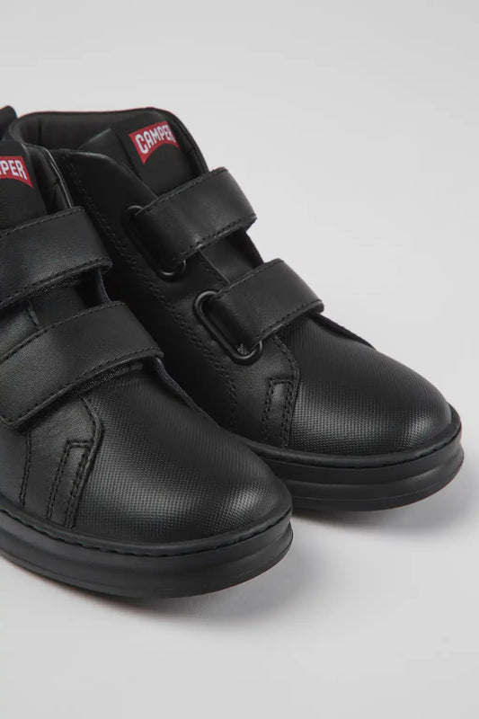 Runner Black leather and textile ankle boots for kids