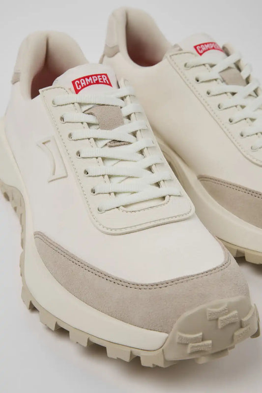 Drift Trail White and Beige Textile and Nubuck Sneakers for Men.