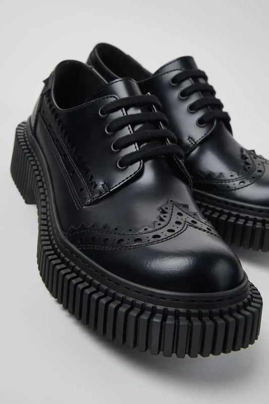 Twins Black Leather Shoes for Men.