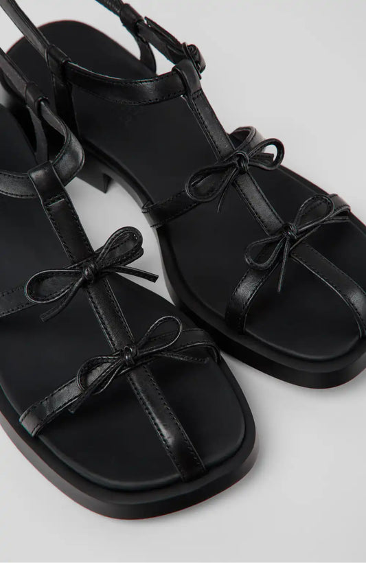 Dana Black Leather Sandals for Women.