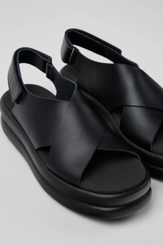 Pelotas Flota Up Black Leather Sandals for Women.