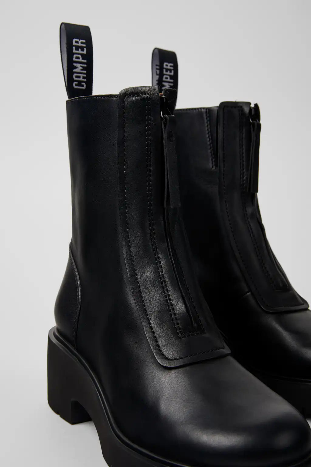 Milah Black Leather Ankle Boots for Women.