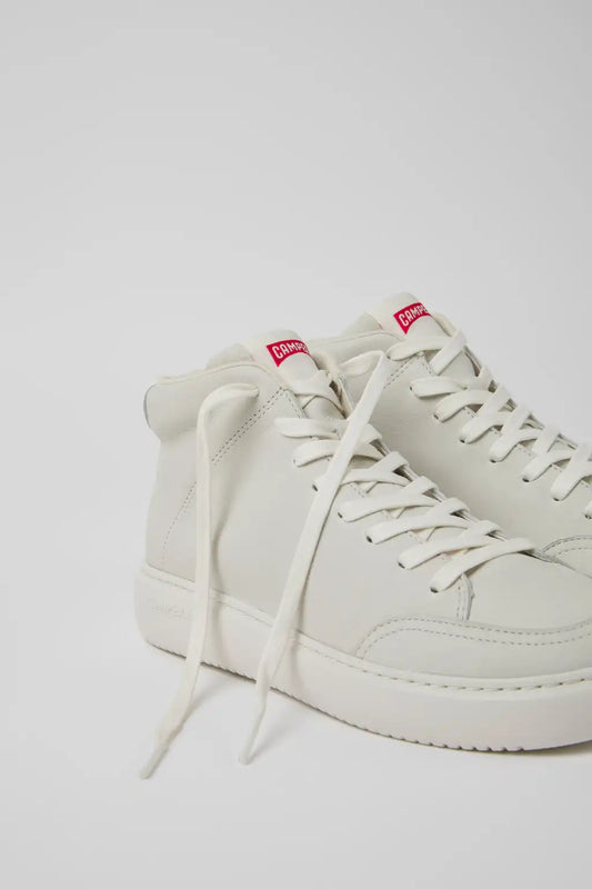 Runner K21 White Leather Ankle Boots for Women.