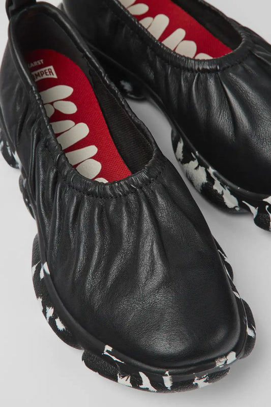 Karst Black Leather Ballerina for Women