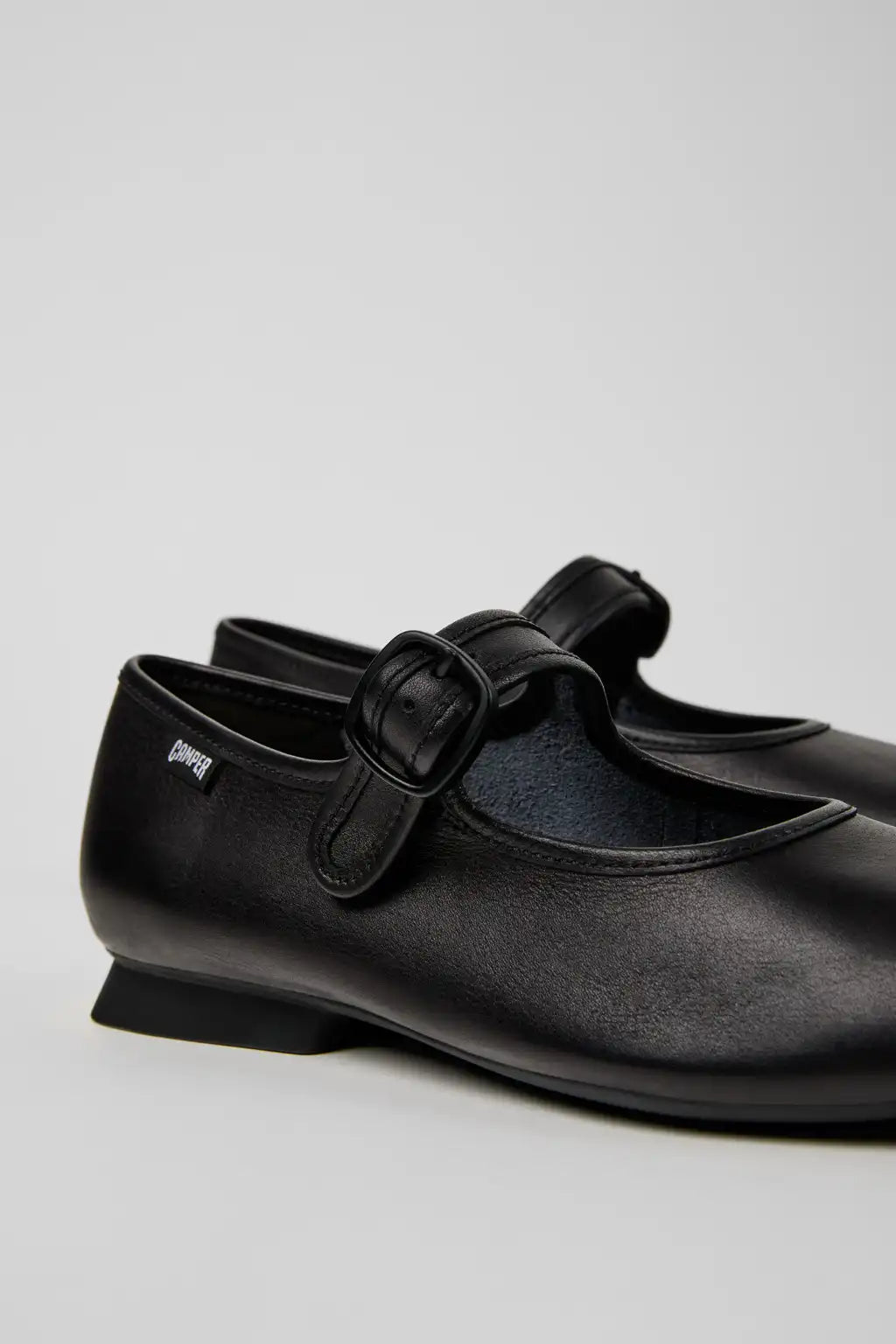 Casi Myra Black Leather Shoes for Women.