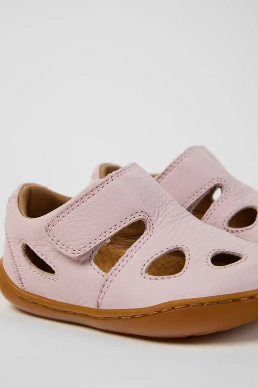 Peu Pink Leather Closed Sandals for kids.