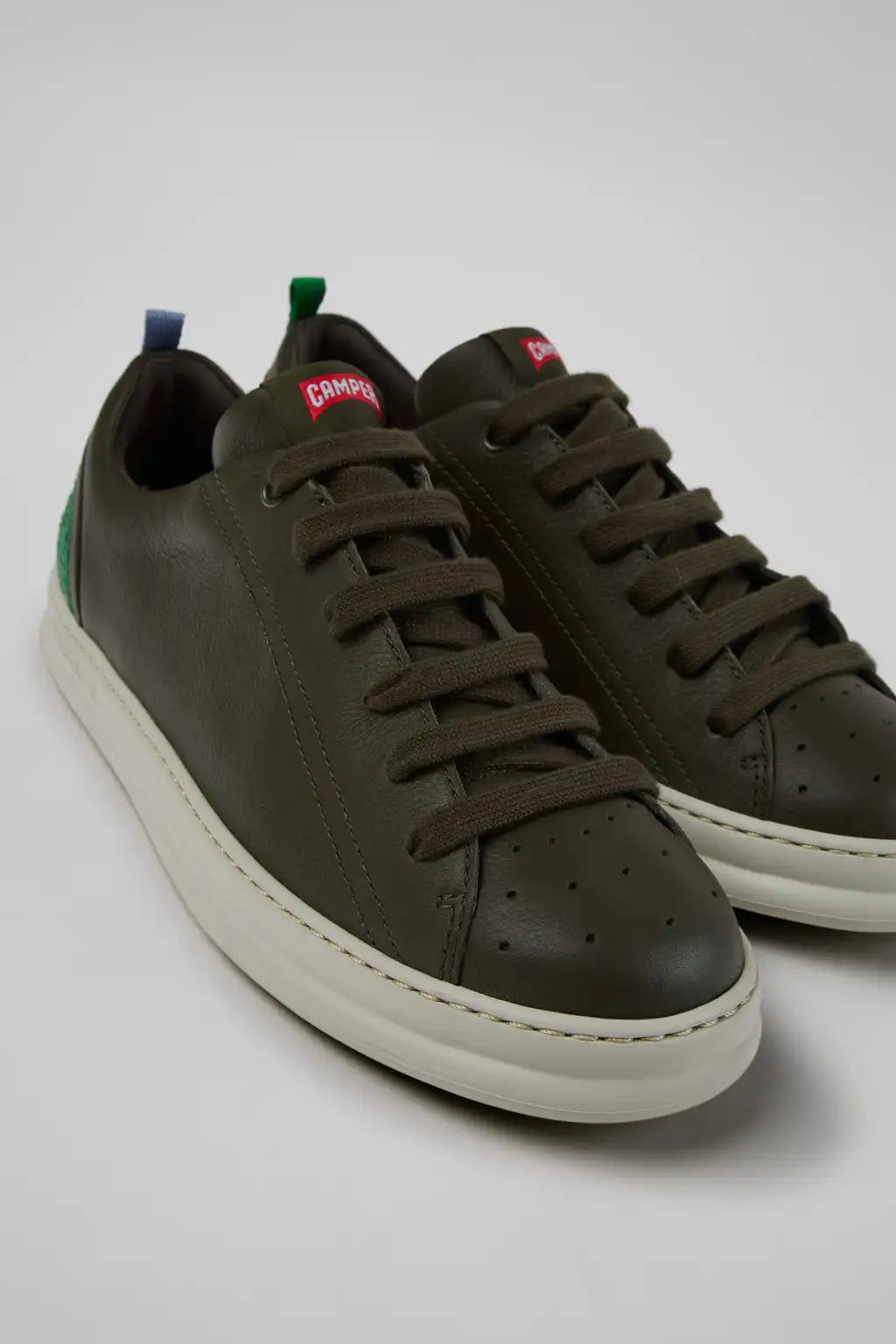 Twins Green Leather Sneakers for Men.