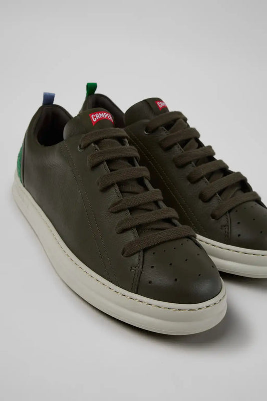 Twins Green Leather Sneakers for Men.