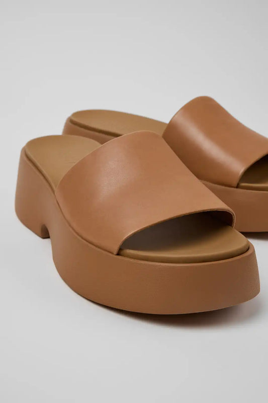 Tasha Nude Leather Sandals for Women.