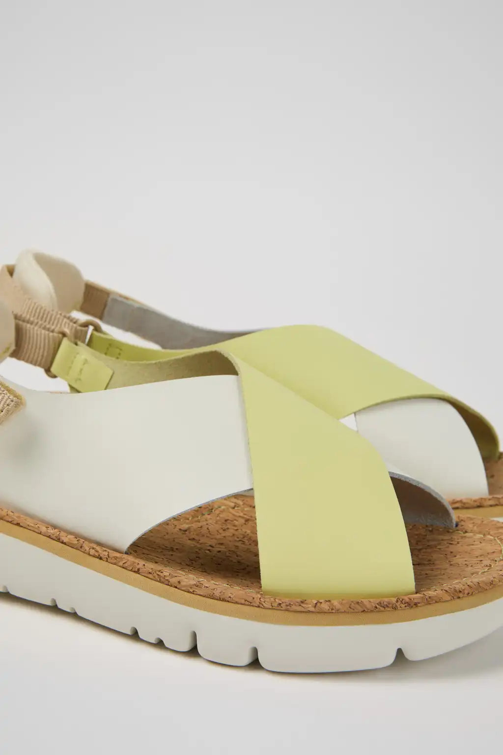 Oruga Black Leather and Textile Sandals for Women.