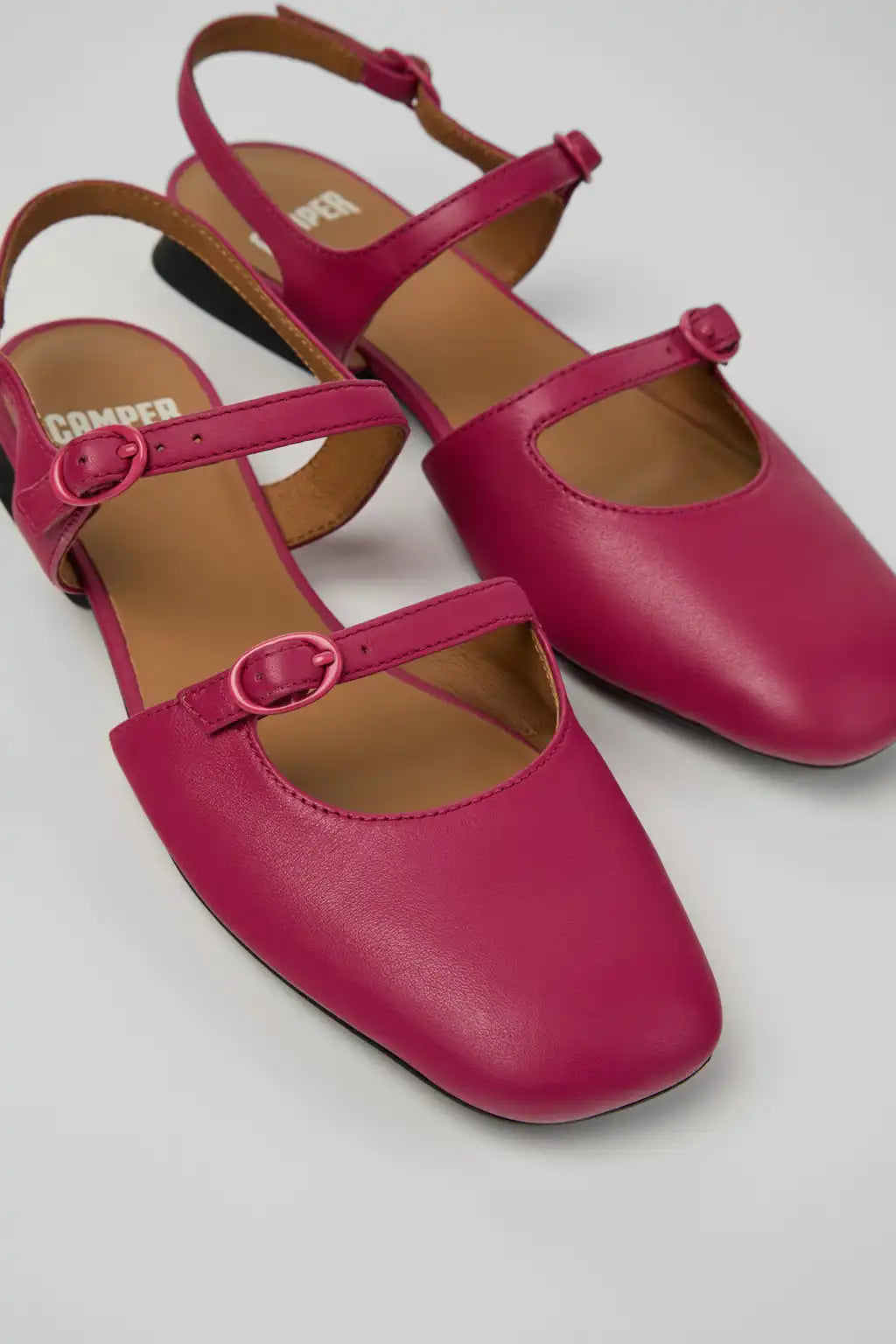 Casi Myra Burgundy Leather Semi-Open Shoes for Women.
