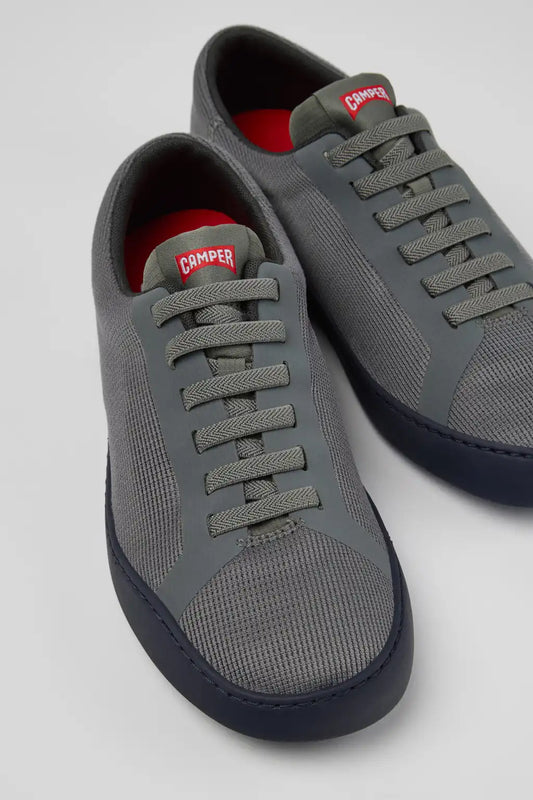 Peu Touring Gray Leather and Recycled Engineered Materials Sneakers for Men.