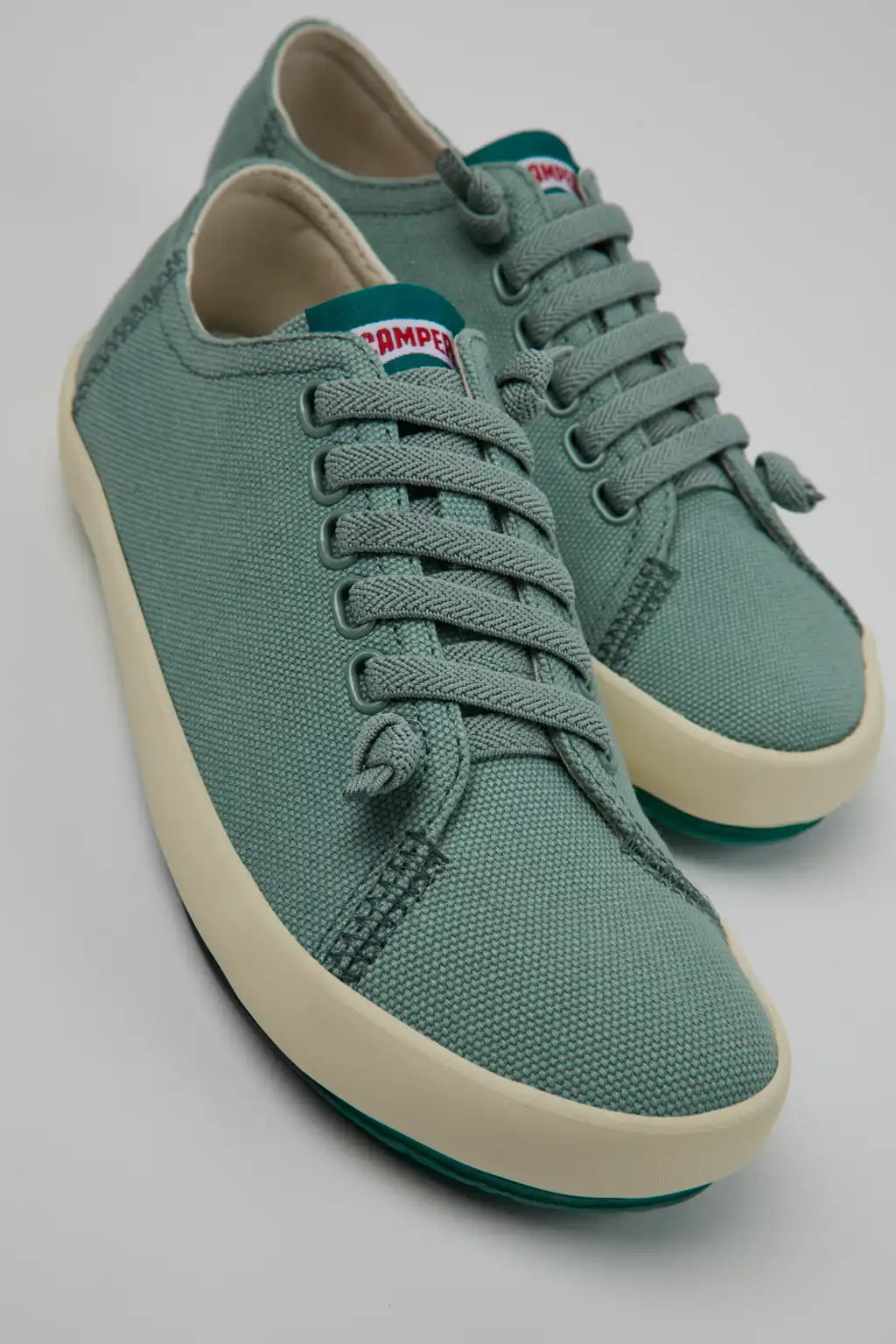 Peu Rambla Green and white textile sneakers for women