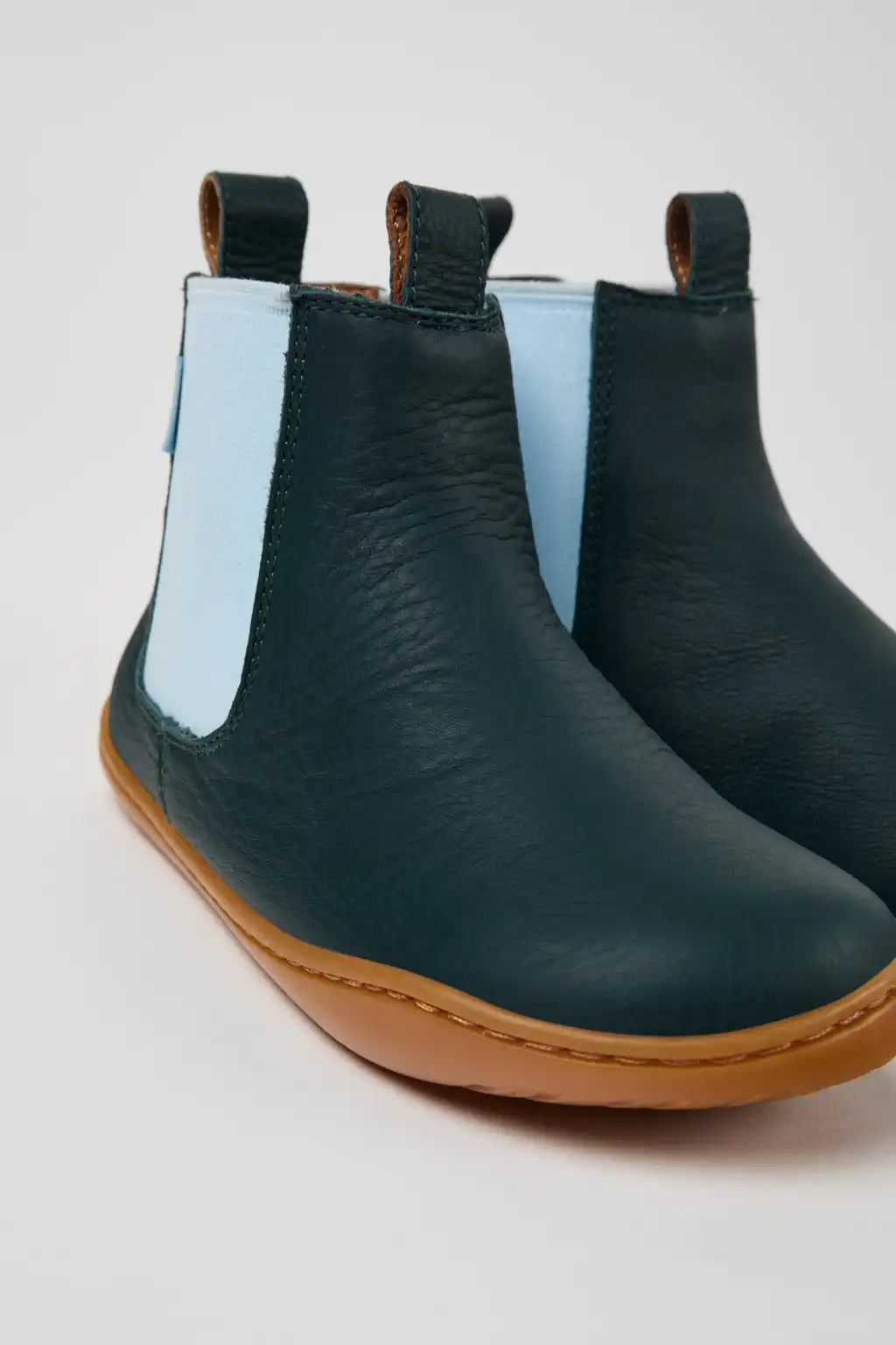 Peu Green leather ankle boots for kids