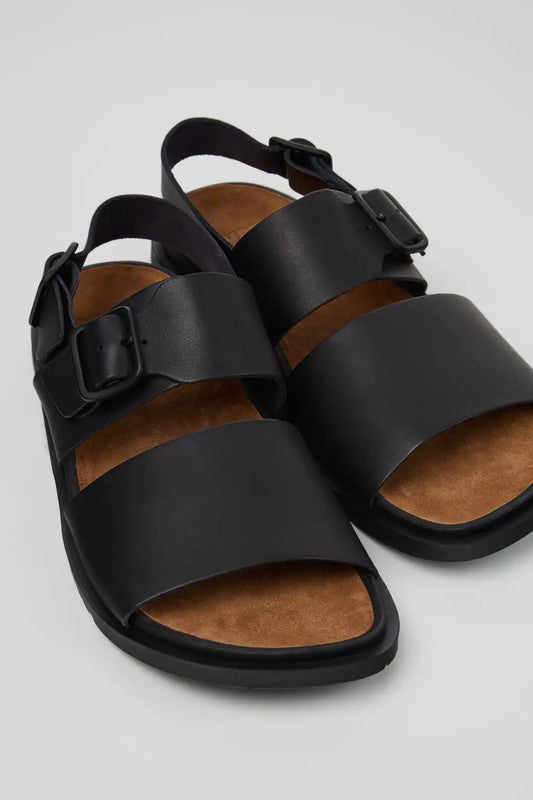 Lluc Sandal Black Leather Sandals for Men.