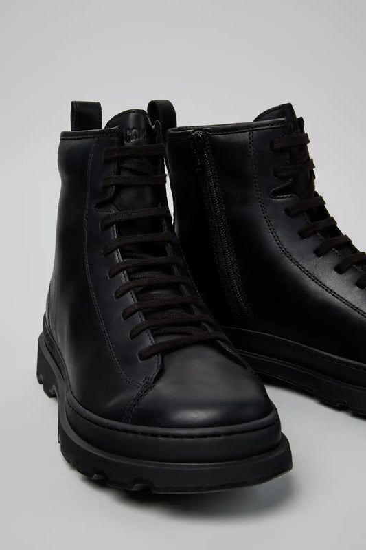 Brutus+ Black Leather Ankle Boots for Men.