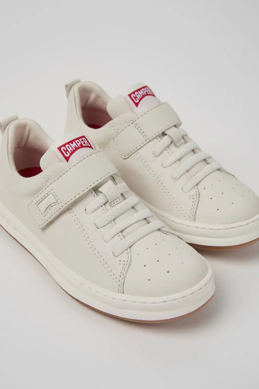 Runner White Leather Sneakers for Children.