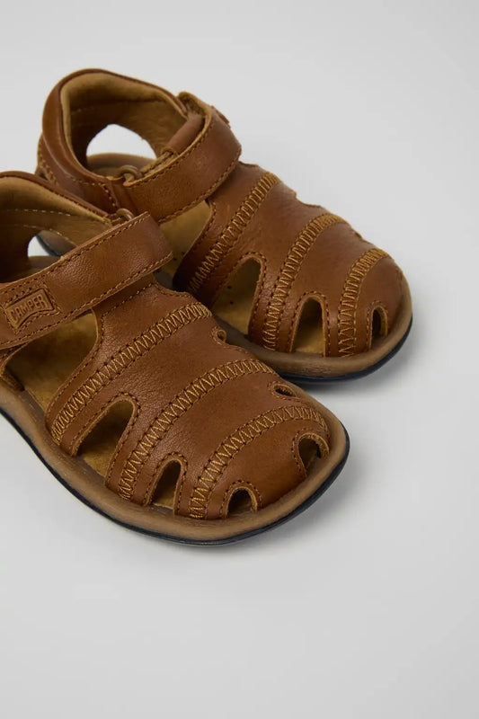 Bicho Brown Leather Closed Sandals for kids.